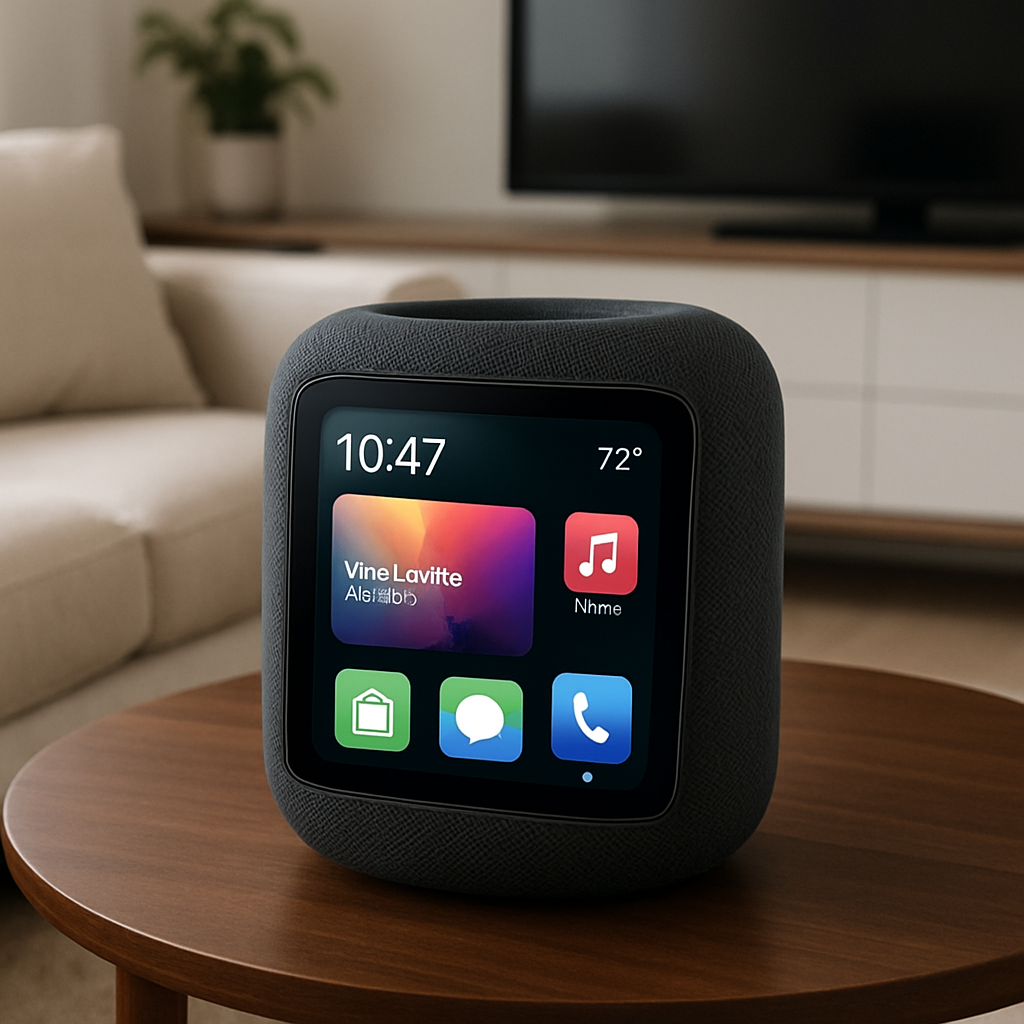 découvrez le nouveau homepod d'apple, doté d'un écran, conçu pour concurrencer les nest hub de google. plongez dans un univers connecté où innovation et design se rencontrent pour transformer votre maison.