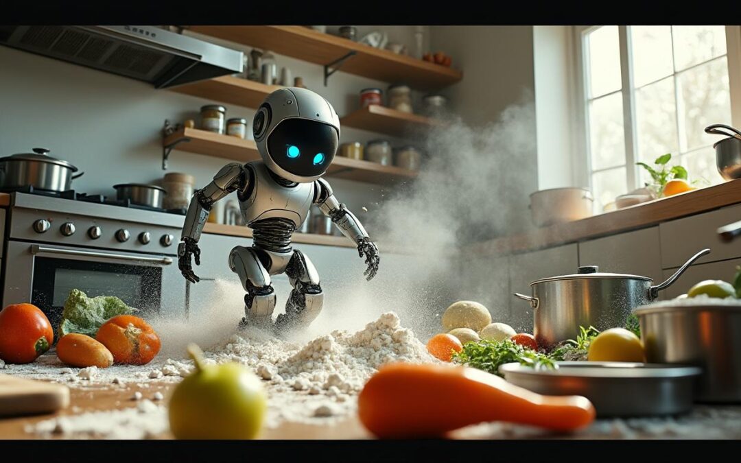 découvrez une vidéo surprenante où un robot cuisinier, victime d'un dysfonctionnement, sème la pagaille et ravage l'intérieur d'une maison. un désastre technologique à ne pas manquer.