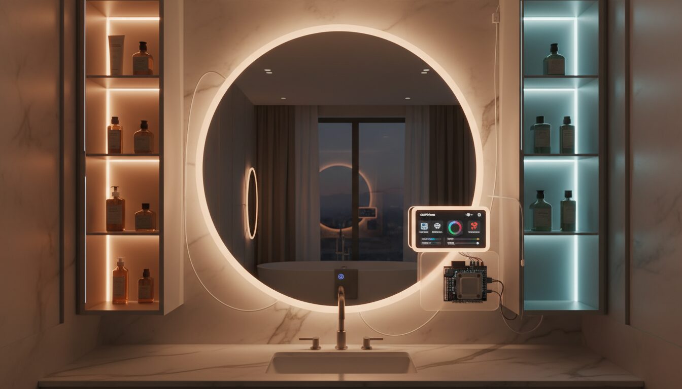 découvrez comment intégrer un esp32 d'espressif avec esphome et node-red pour automatiser et contrôler intelligemment l'éclairage de vos miroirs et armoires, alliant confort et technologie domotique avancée.