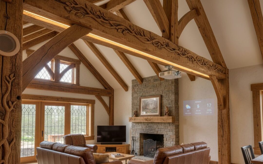 découvrez comment un pavillon résidentiel du comté de bucks combine l'élégance des poutres taillées à la main avec une technologie high-tech discrète, alliant tradition et innovation pour un habitat unique.