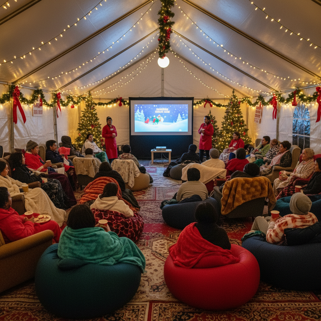 une entreprise de domotique s'associe à une association britannique contre le sans-abrisme pour organiser un cinéma de noël solidaire, alliant technologie et solidarité pour soutenir les personnes sans abri pendant les fêtes.