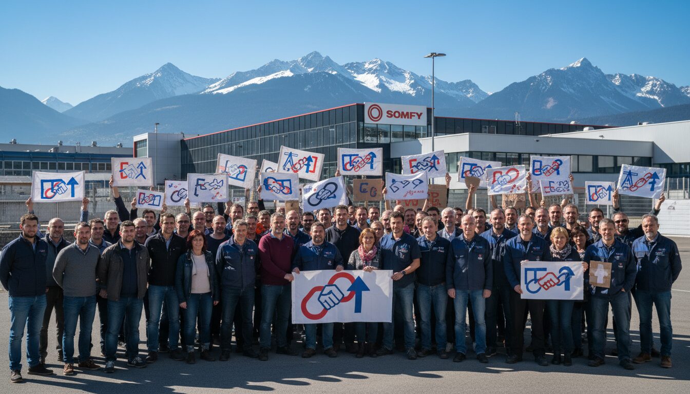 à cluses, 350 salariés de somfy se mobilisent unis contre france travail et la réforme des retraites, exprimant leur opposition à ces mesures.