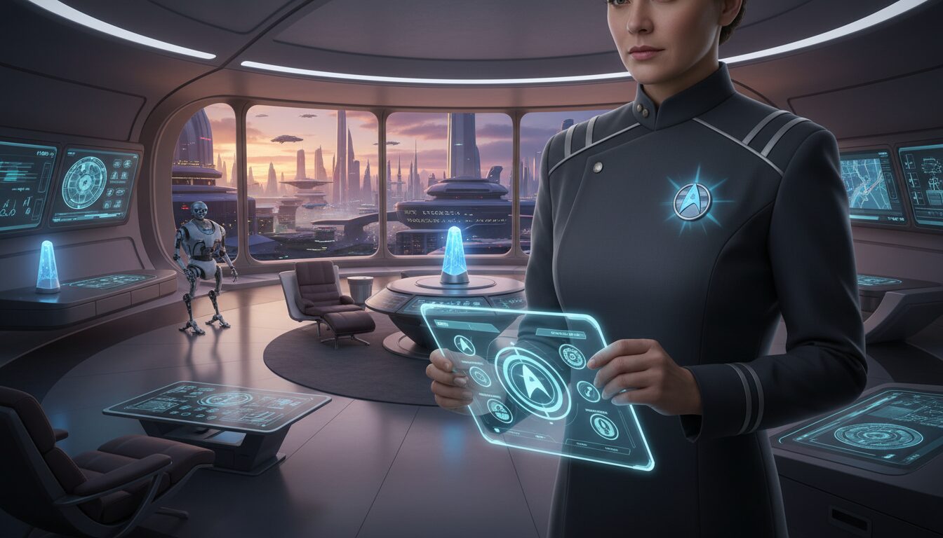 découvrez comment contrôler facilement votre maison connectée avec un badge communicant inspiré de star trek, alliant technologie avancée et design futuriste pour une gestion intelligente et intuitive.