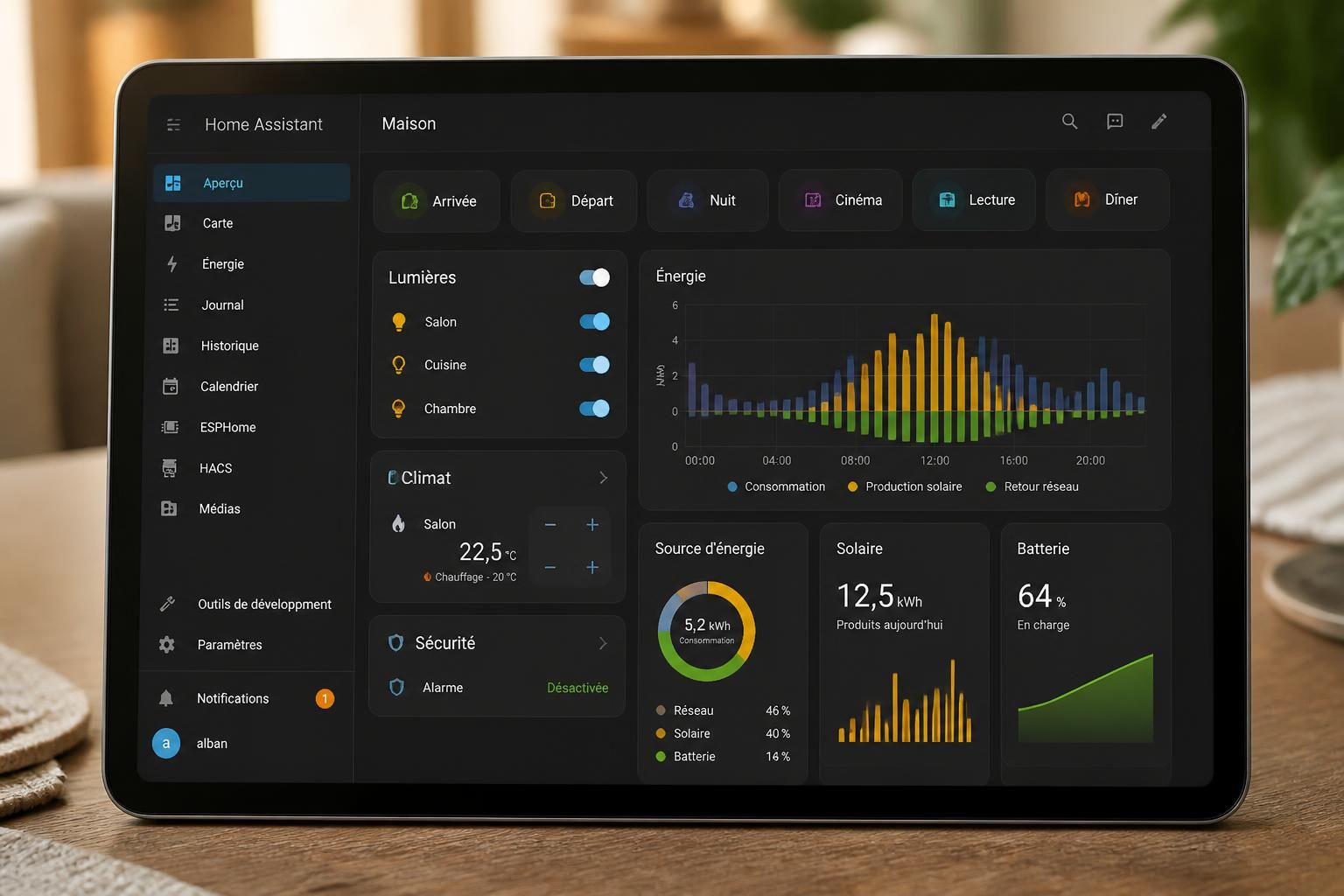 découvrez mon tableau de bord home assistant personnalisé qui vous permet de contrôler toute votre maison en une seule touche, pour plus de confort et de simplicité.