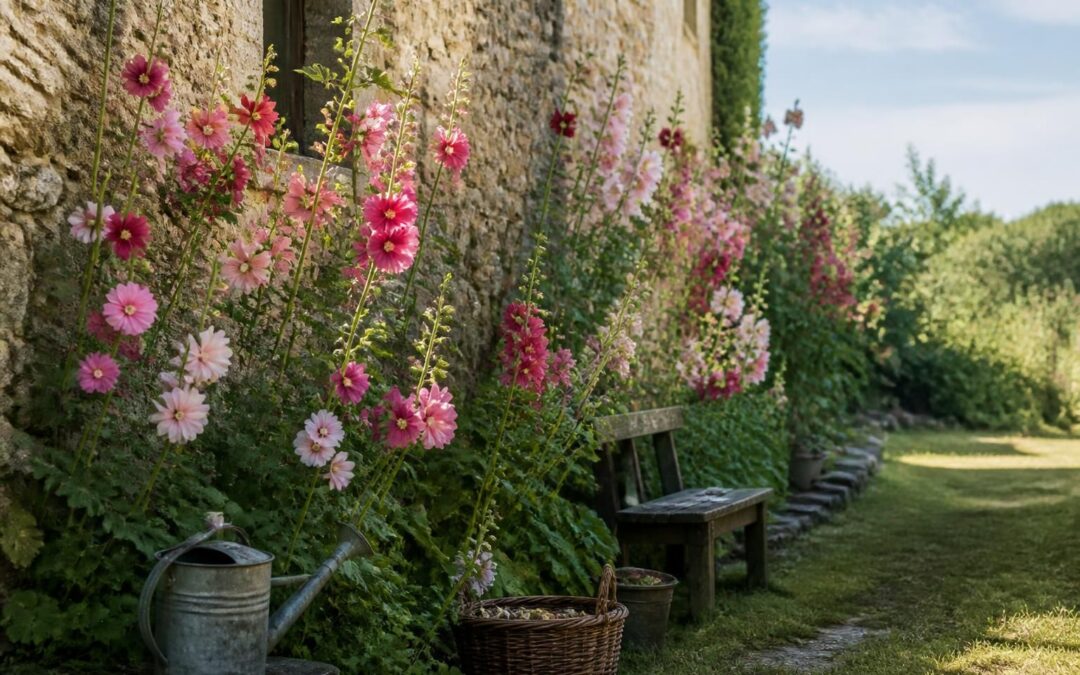 découvrez le secret ancestral des roses trémières plantées le long des murs, une tradition transmise depuis trois générations qui raconte l'histoire et la beauté de nos aïeux.