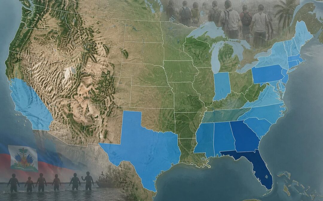 découvrez une carte détaillée illustrant les états américains qui accueillent le plus de migrants haïtiens à la fin du tps, mettant en lumière leurs répartitions géographiques.