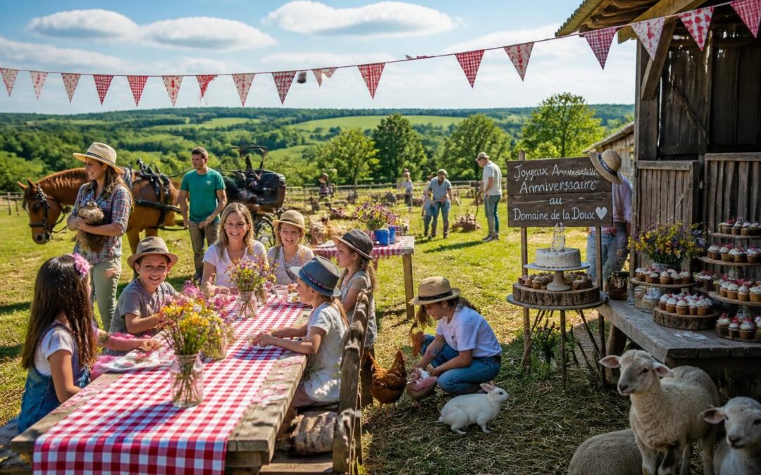 organisez une fête d'anniversaire mémorable au domaine de la doux, une ferme accueillante où convivialité et nature se rencontrent pour créer des souvenirs inoubliables.