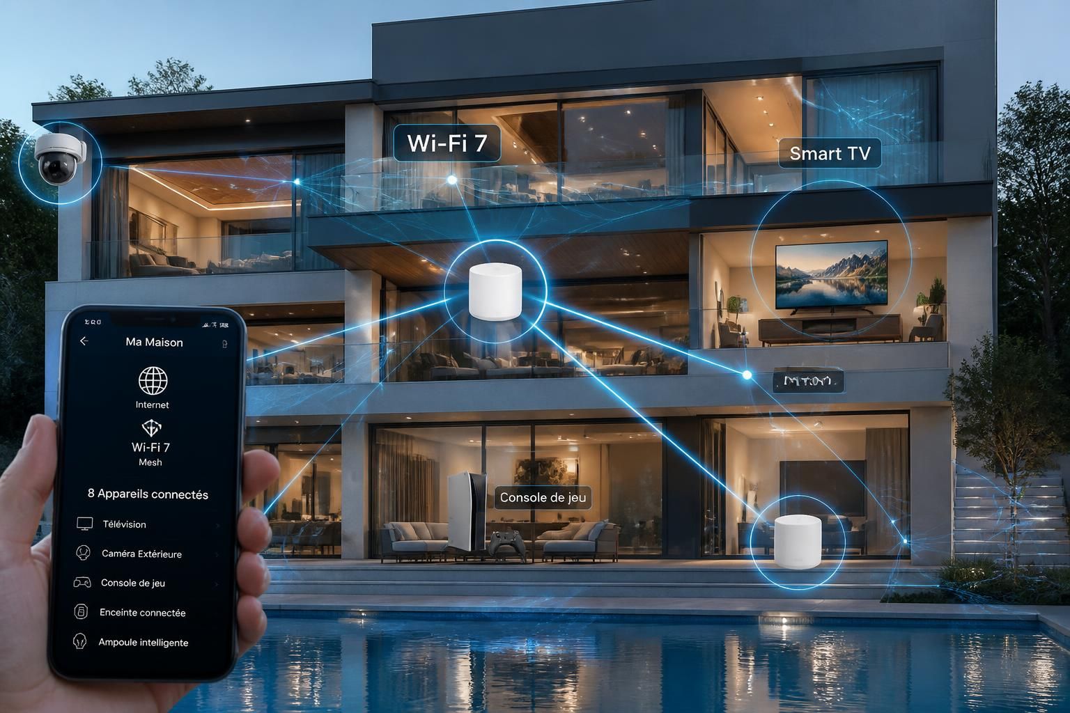 découvrez comment le wi-fi 7 en réseau maillé améliore la couverture et la performance dans une grande maison connectée, pour une expérience internet fluide et sans coupure.
