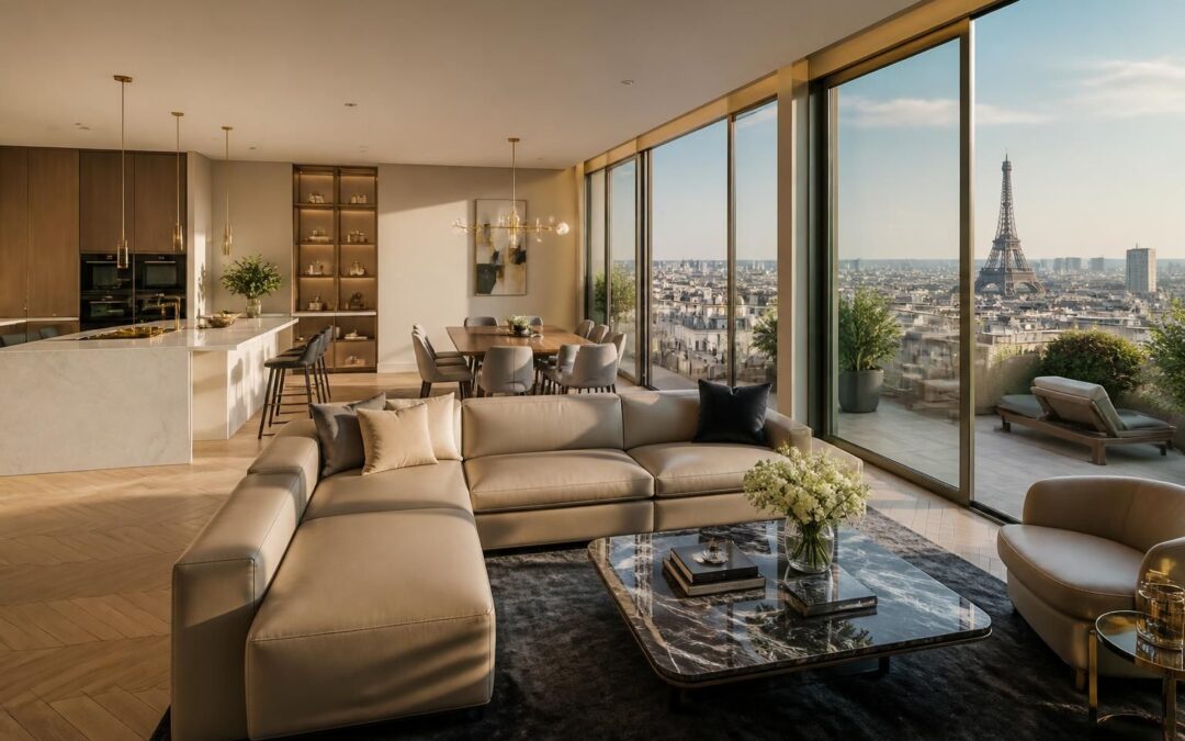 Luxueux Appartement-Penthouse de 130 m² à Louer dans le 8ᵉ Arrondissement de Paris – 6 950 € par Mois